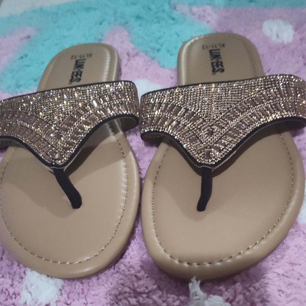 Luxie Tan Sandals with Gold Embellishments